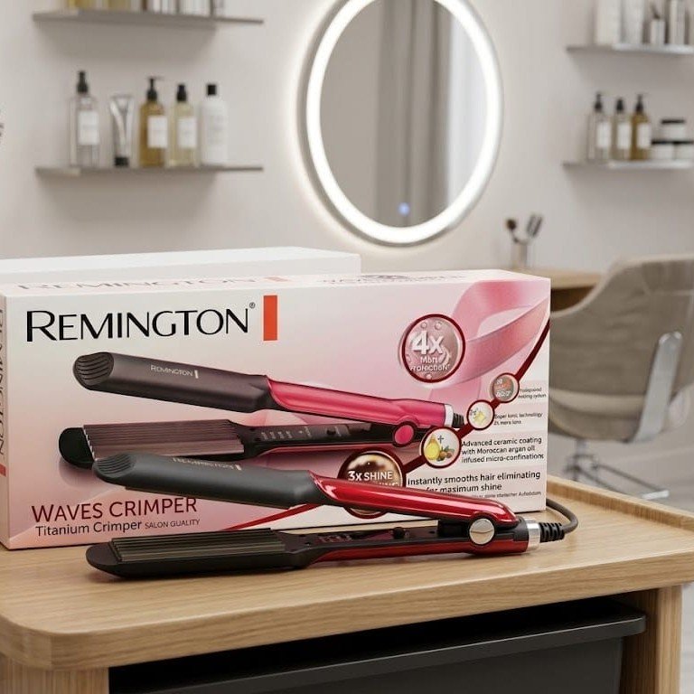 Remington Waves Crimper | Titanium Professional Hair Crimper | Argan Oil Ceramic Coating | 4X Heat Protection | 3X Shine | For Women